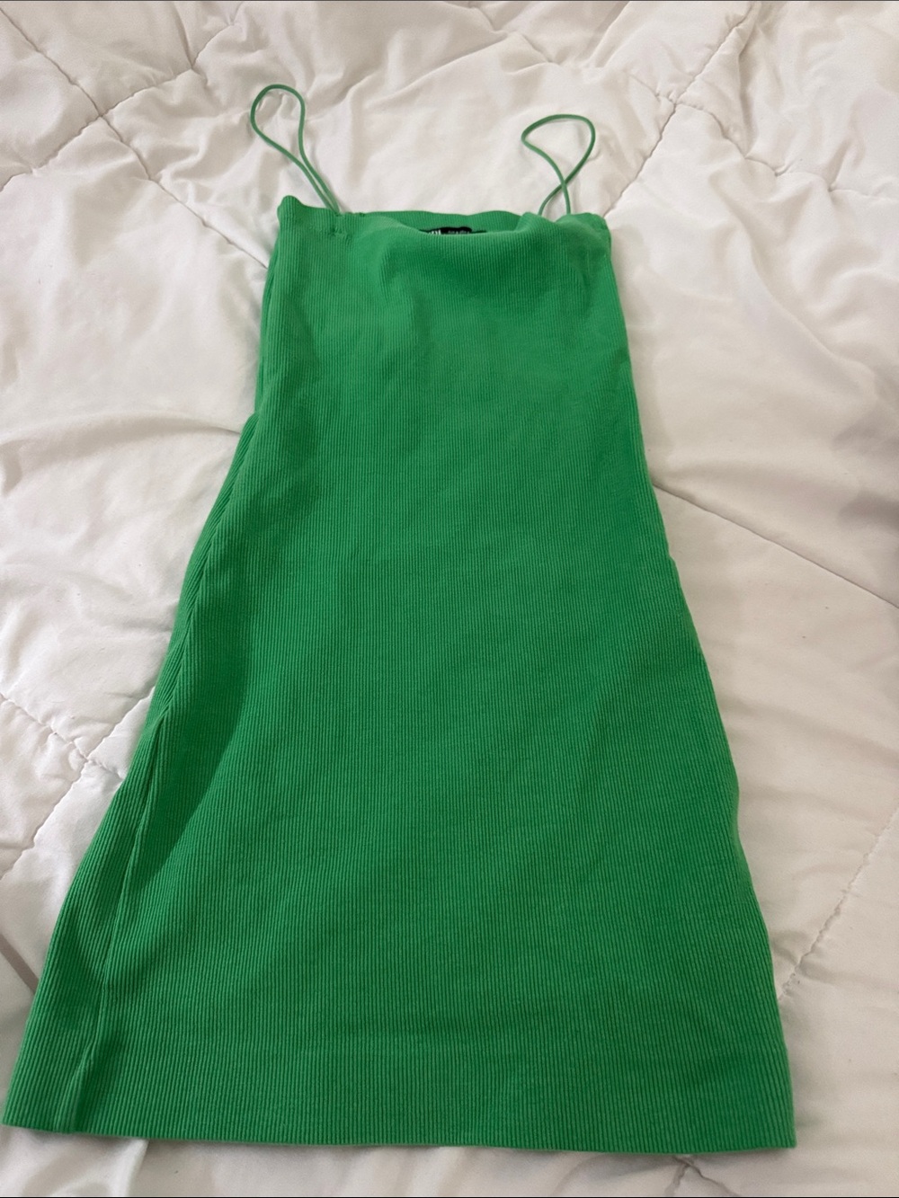 Zara Green Ribbed Mini Dress